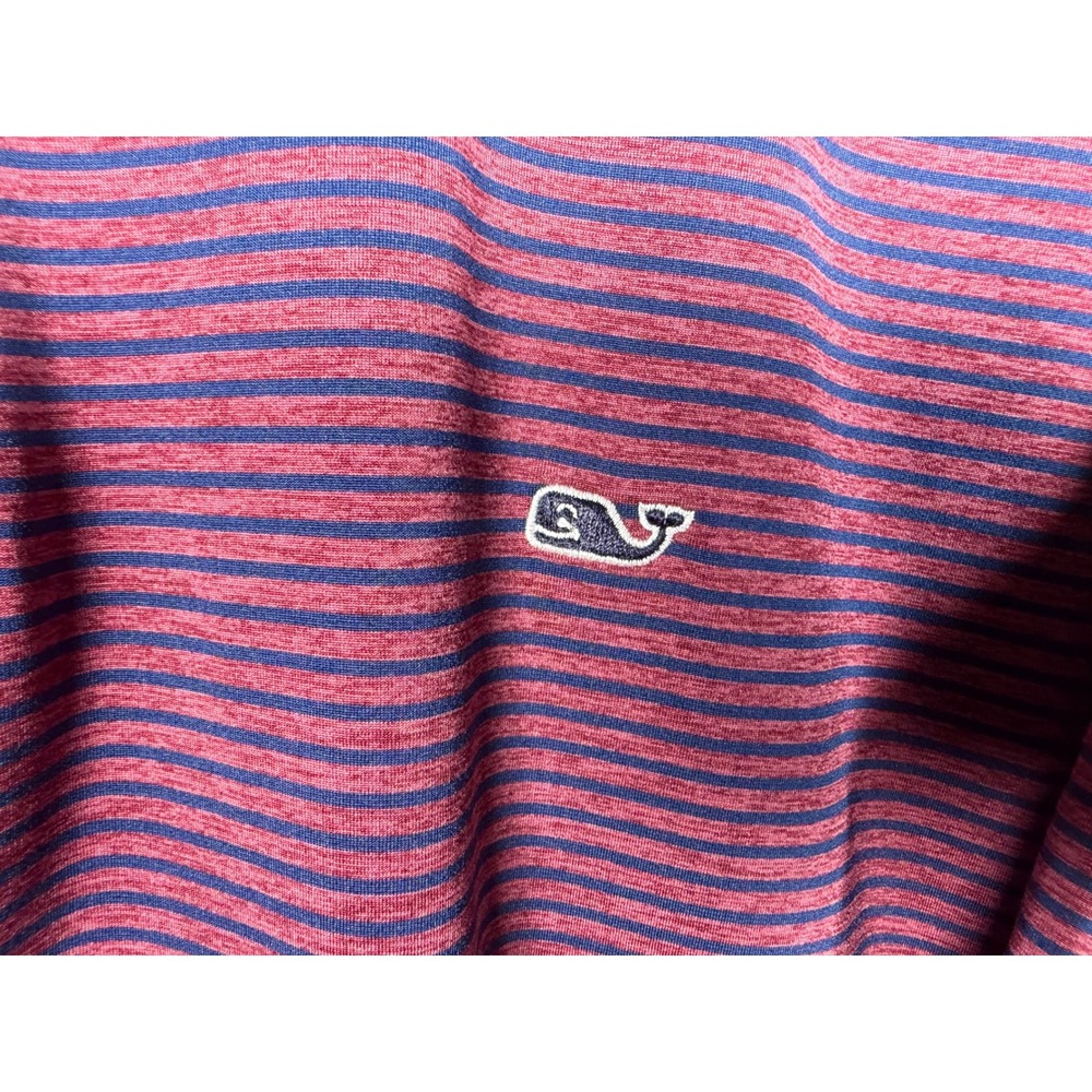 Vineyard Vines Performance Polo Shirt Mens XL Maroon Blue Striped Short Sleeve - Picture 4 of 6